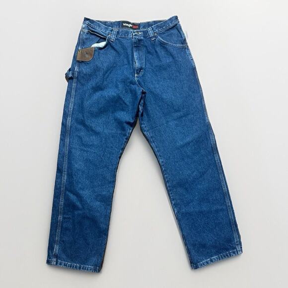 Wrangler Riggs Pants Men 34X32 Blue Denim Jeans Workwear Carpenter Reinforced - Picture 2 of 10
